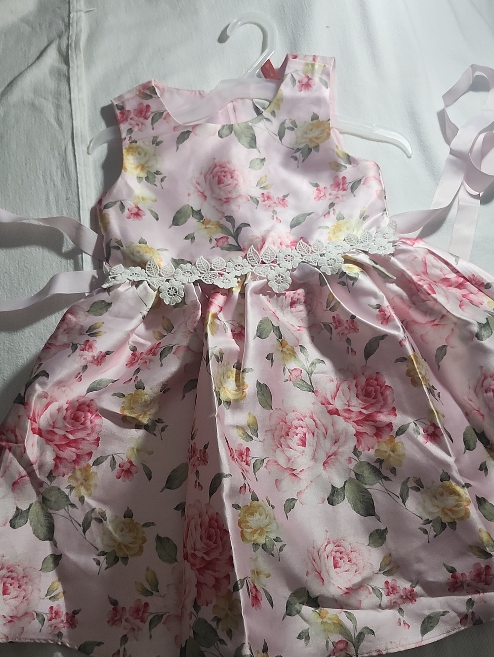 Rare Editions Pink Floral Lace-Trim Party Dress